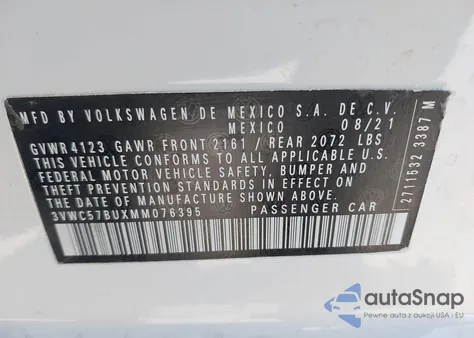 2021 Volkswagen Jetta 1.4T R-Line/1.4T S/1.4T Se z USA, uszkodzony, nr VIN 3VWC57BUXMM076395